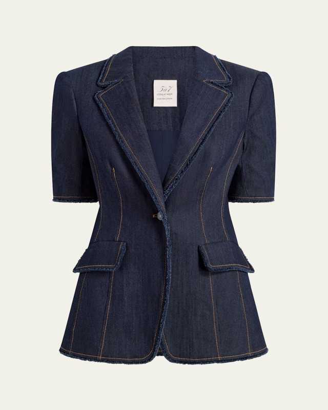 Sallie Fitted Short-Sleeve Denim Jacket